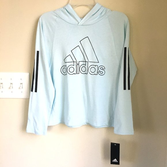 adidas Other - NWT Adidas Girls Long Sleeve Hooded Graphic Hooded Tee, Alms Blue, Size M (10)